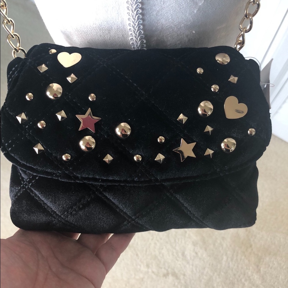 Betsy Johnson Quilted Velvet bag-Black